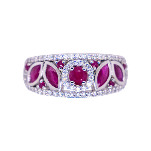 9ct White Gold Ruby & Diamond Ring