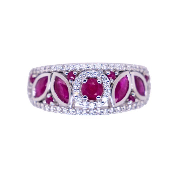 9ct White Gold Ruby & Diamond Ring