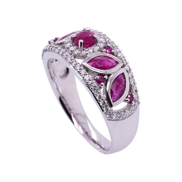 9ct White Gold Ruby & Diamond Ring