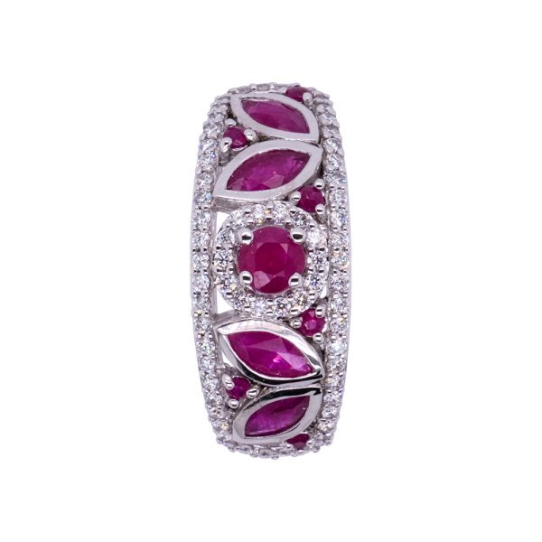 9ct White Gold Ruby & Diamond Ring