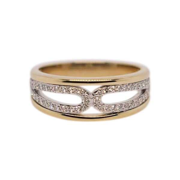 9ct 2 Tone Diamond Dress Ring