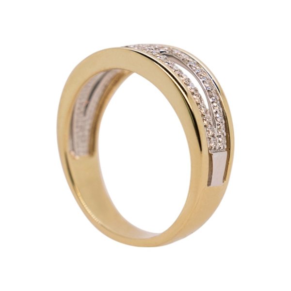 9ct 2 Tone Diamond Dress Ring