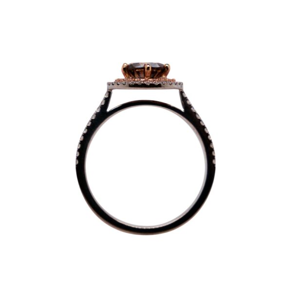 18ct 2 Tone Cognac & White Diamond Ring