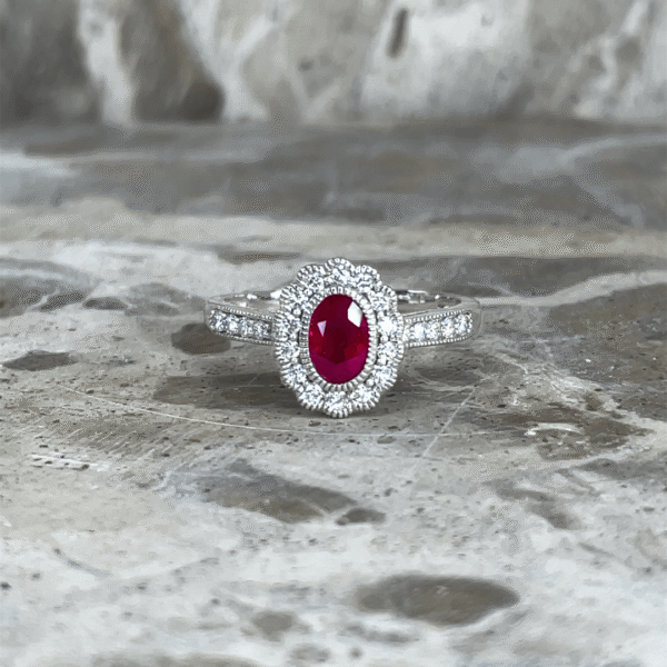 9ct Vintage Inspired Ruby & Diamond Ring