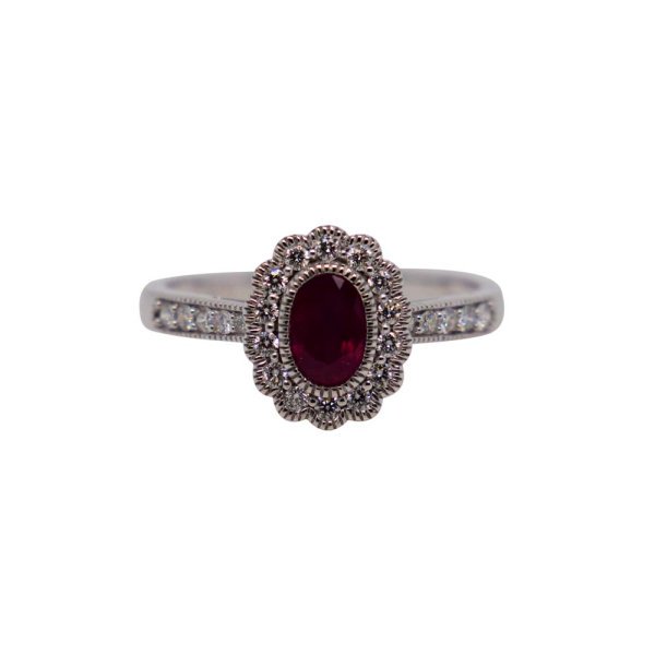 9ct Vintage Inspired Ruby & Diamond Ring