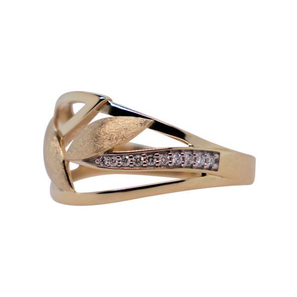 9ct Gold Diamond Leaf Dress Ring