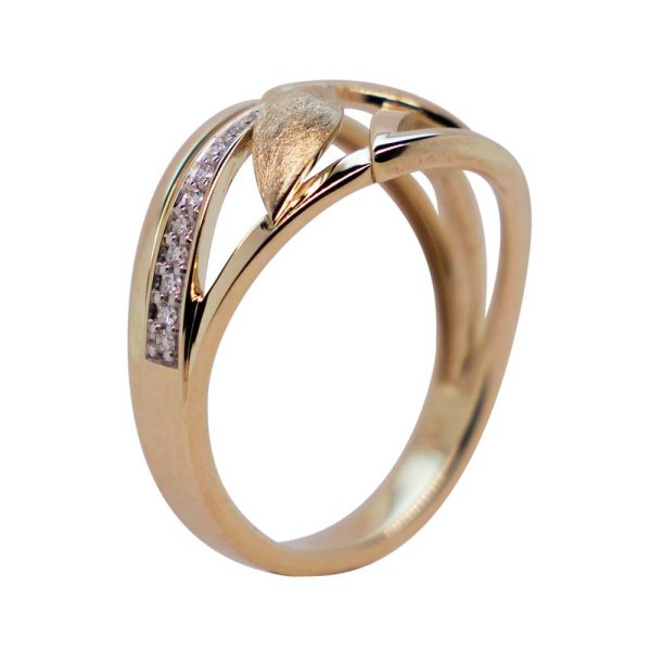 9ct Gold Diamond Leaf Dress Ring