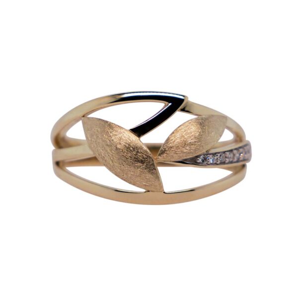 9ct Gold Diamond Leaf Dress Ring