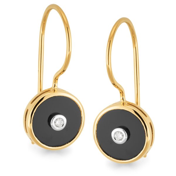 9ct Gold Onyx & Diamond Earrings