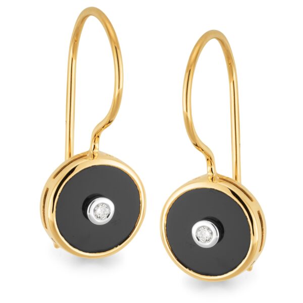 9ct Gold Onyx & Diamond Earrings