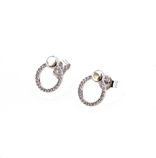 9ct White Gold Diamond Circle Studs