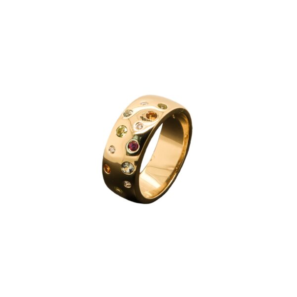 9ct Gold Multi Coloured Stone Ring