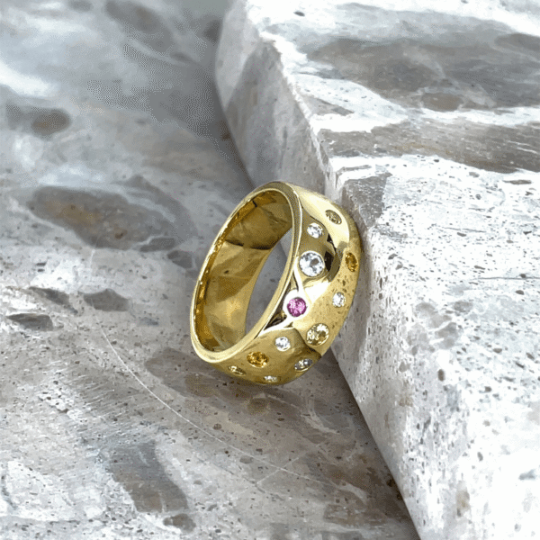 9ct Gold Multi Coloured Stone Ring
