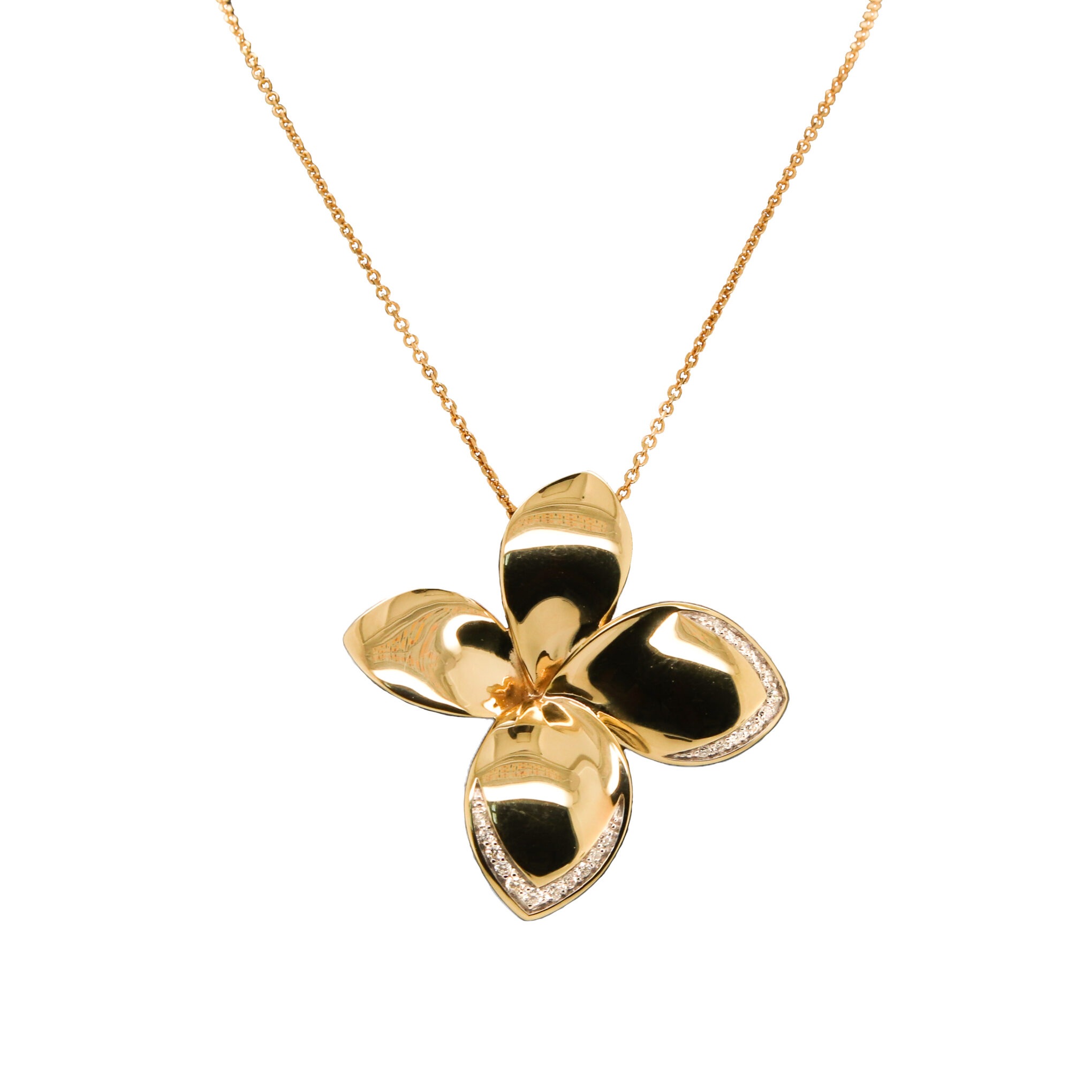 9ct Gold Diamond Set Flower Pendant