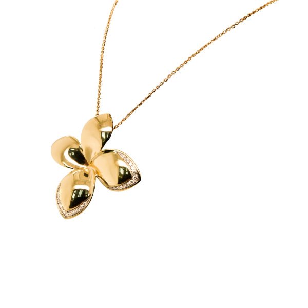 9ct Gold Diamond Set Flower Pendant