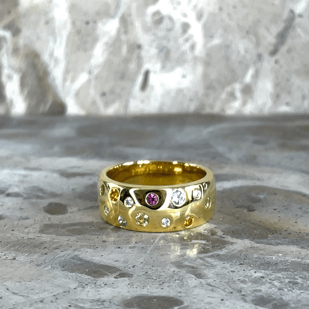 9ct Gold Multi Coloured Stone Ring