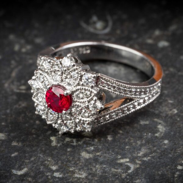 18ct White Gold Ruby & Diamond Ring