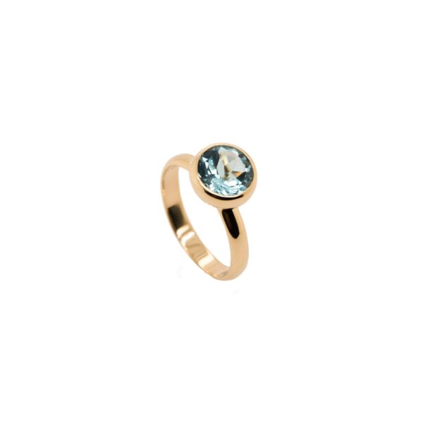 9ct Gold Bezel Set Round Blue Topaz Ring