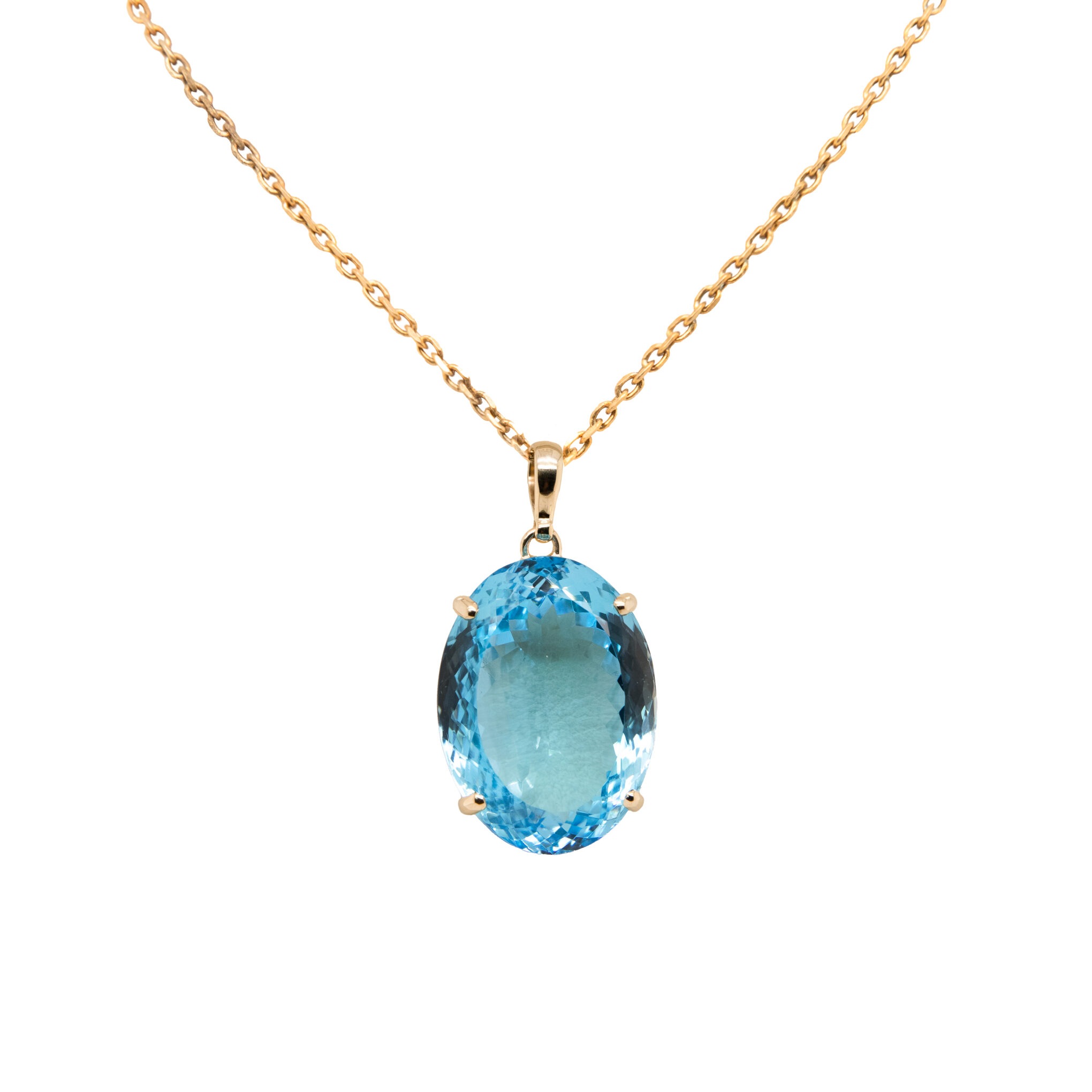 9ct Gold Blue Topaz Pendant