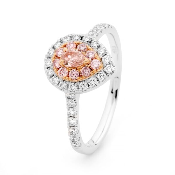 18ct Pink & White Argyle Diamond Double Halo Ring