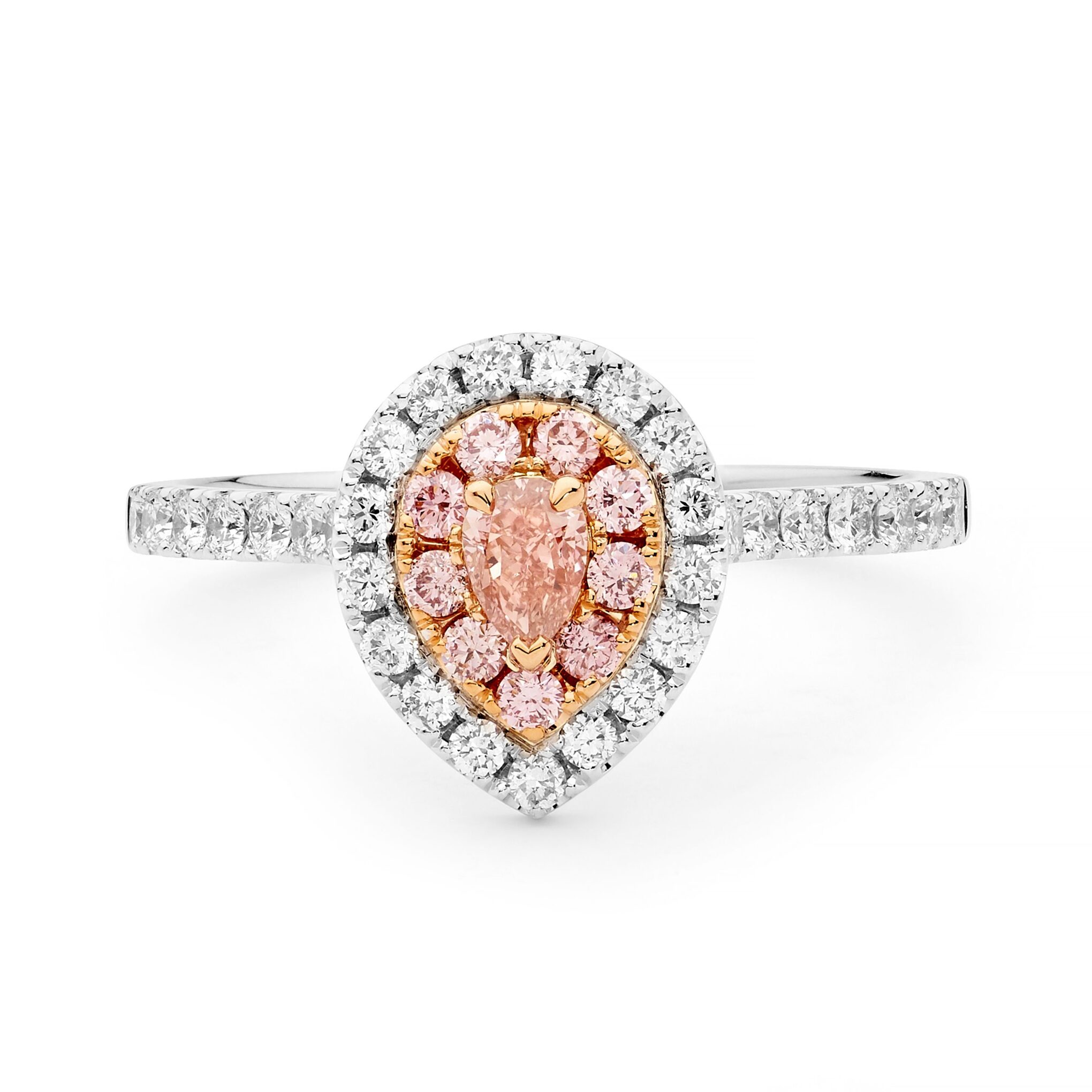 18ct Pink & White Argyle Diamond Double Halo Ring
