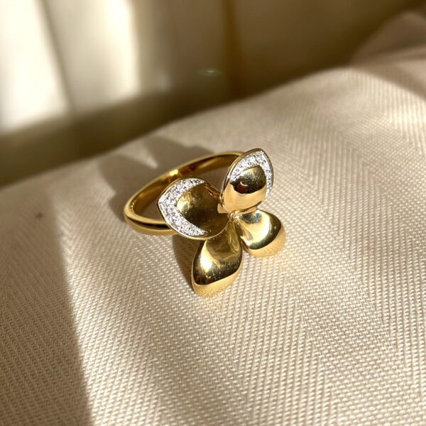 9ct Gold Diamond Set Flower Dress Ring