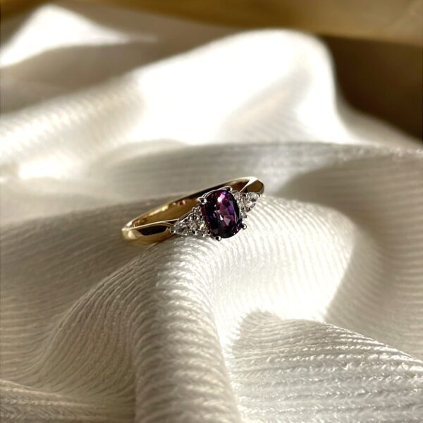 9ct 2 Tone Purple Sapphire & Diamond Ring