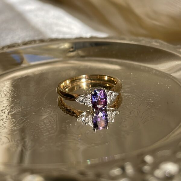 9ct 2 Tone Purple Sapphire & Diamond Ring
