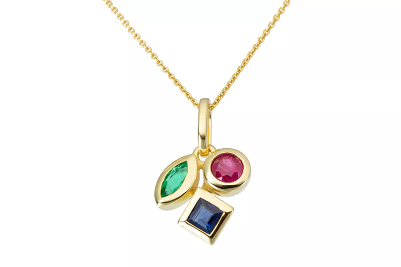 9ct Gold Sapphire, Ruby & Emerald Pendant