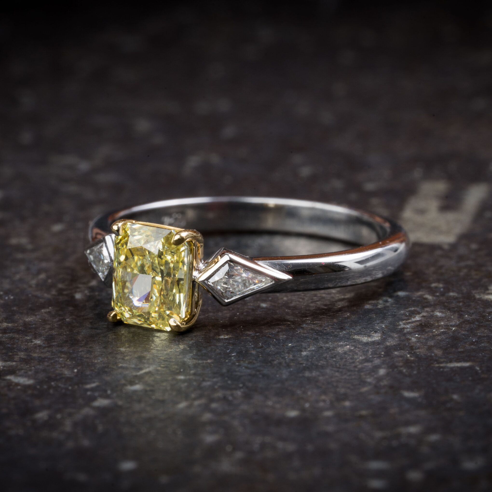 18ct & Platinum 1.00ct Radiant Yellow Diamond Ring