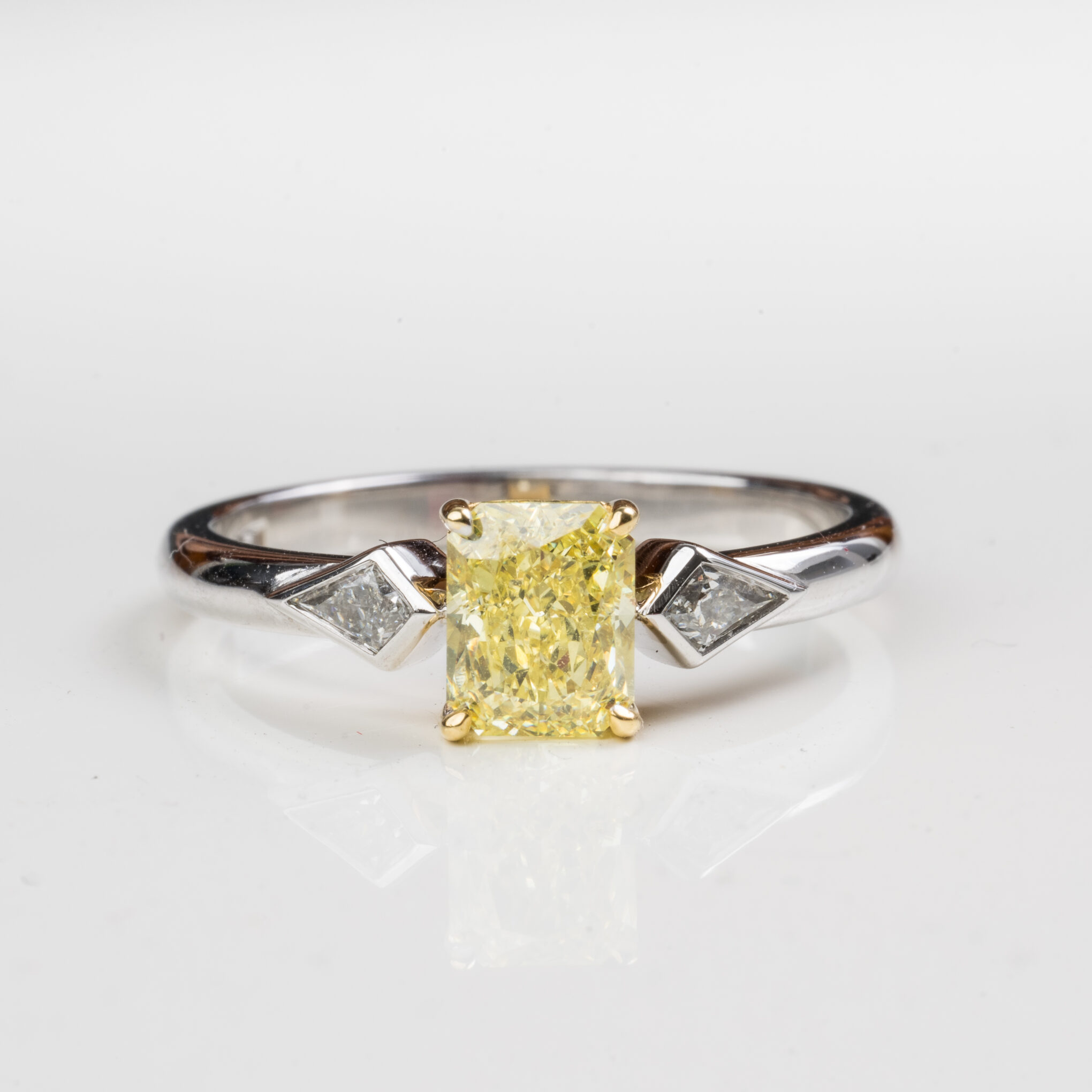 18ct & Platinum 1.00ct Radiant Yellow Diamond Ring