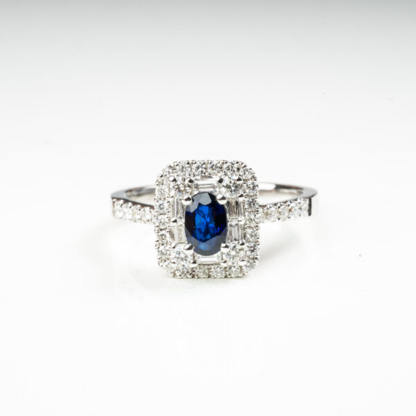18ct White Gold Sapphire and Diamond Dress Ring