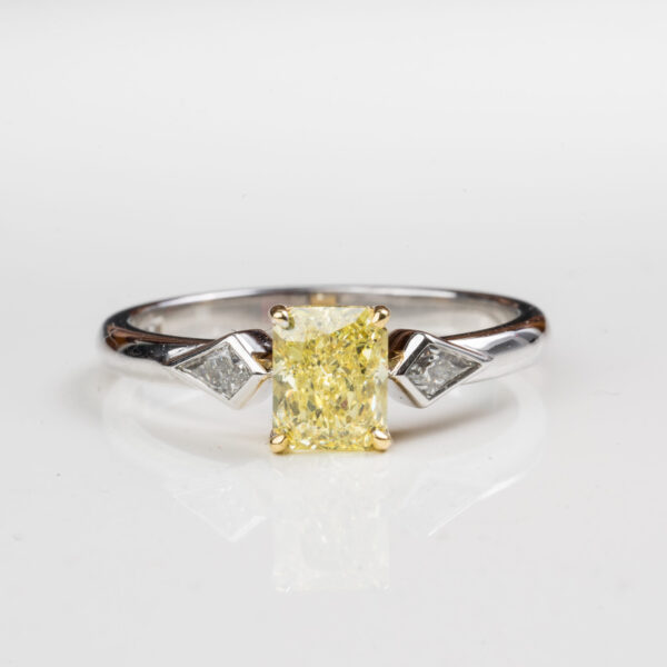 18ct & Platinum 1.00ct Radiant Yellow Diamond Ring