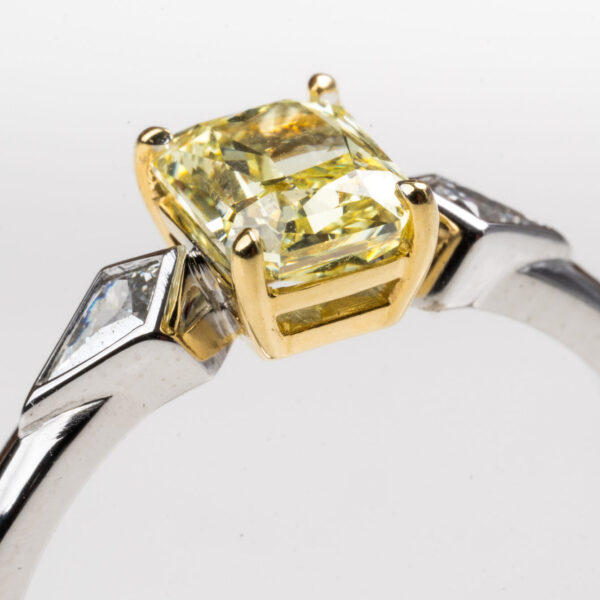 18ct & Platinum 1.00ct Radiant Yellow Diamond Ring