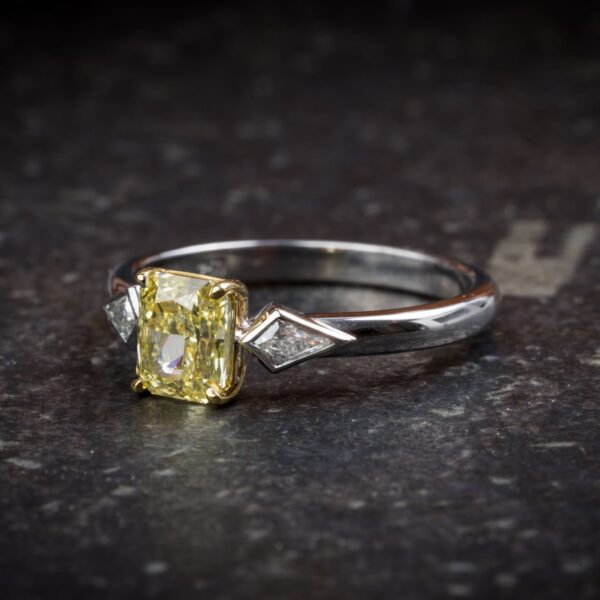 18ct & Platinum 1.00ct Radiant Yellow Diamond Ring