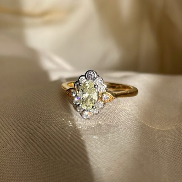 18ct Gold Lemon Sapphire & Diamond Ring