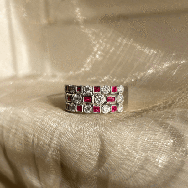 9ct White Gold Ruby & Diamond Ring
