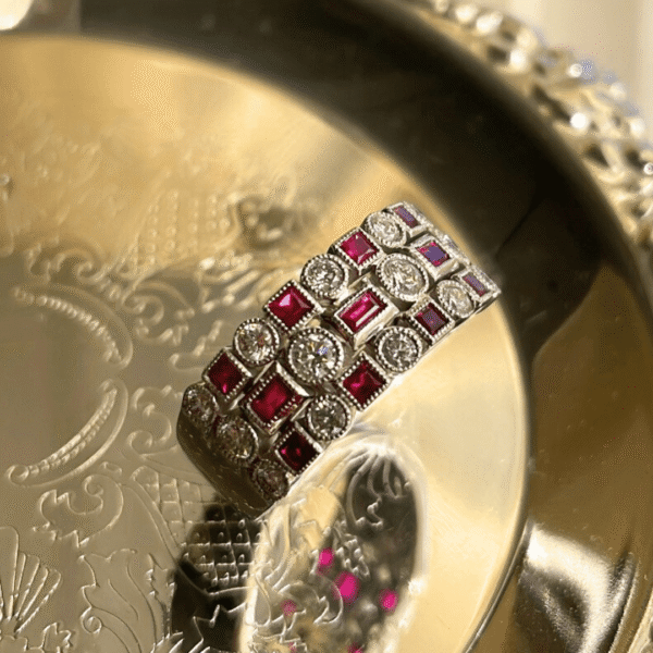 9ct White Gold Ruby & Diamond Ring