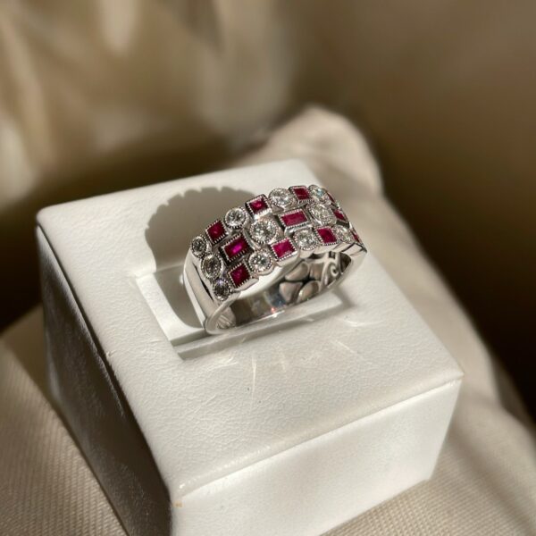 9ct White Gold Ruby & Diamond Ring