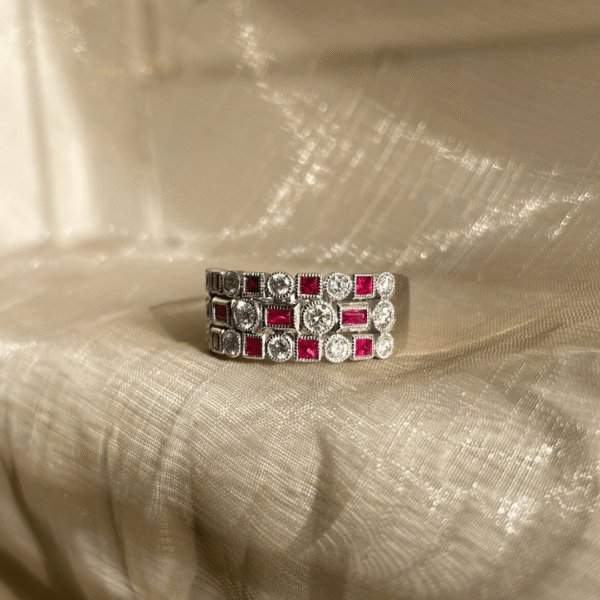 9ct White Gold Ruby & Diamond Ring