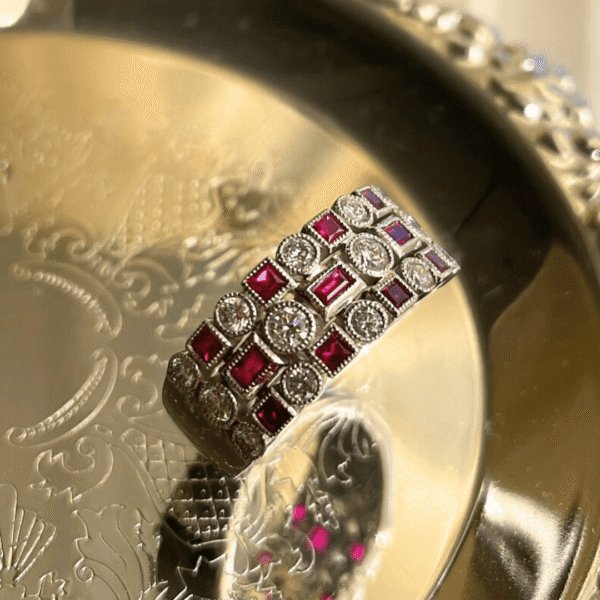 9ct White Gold Ruby & Diamond Ring