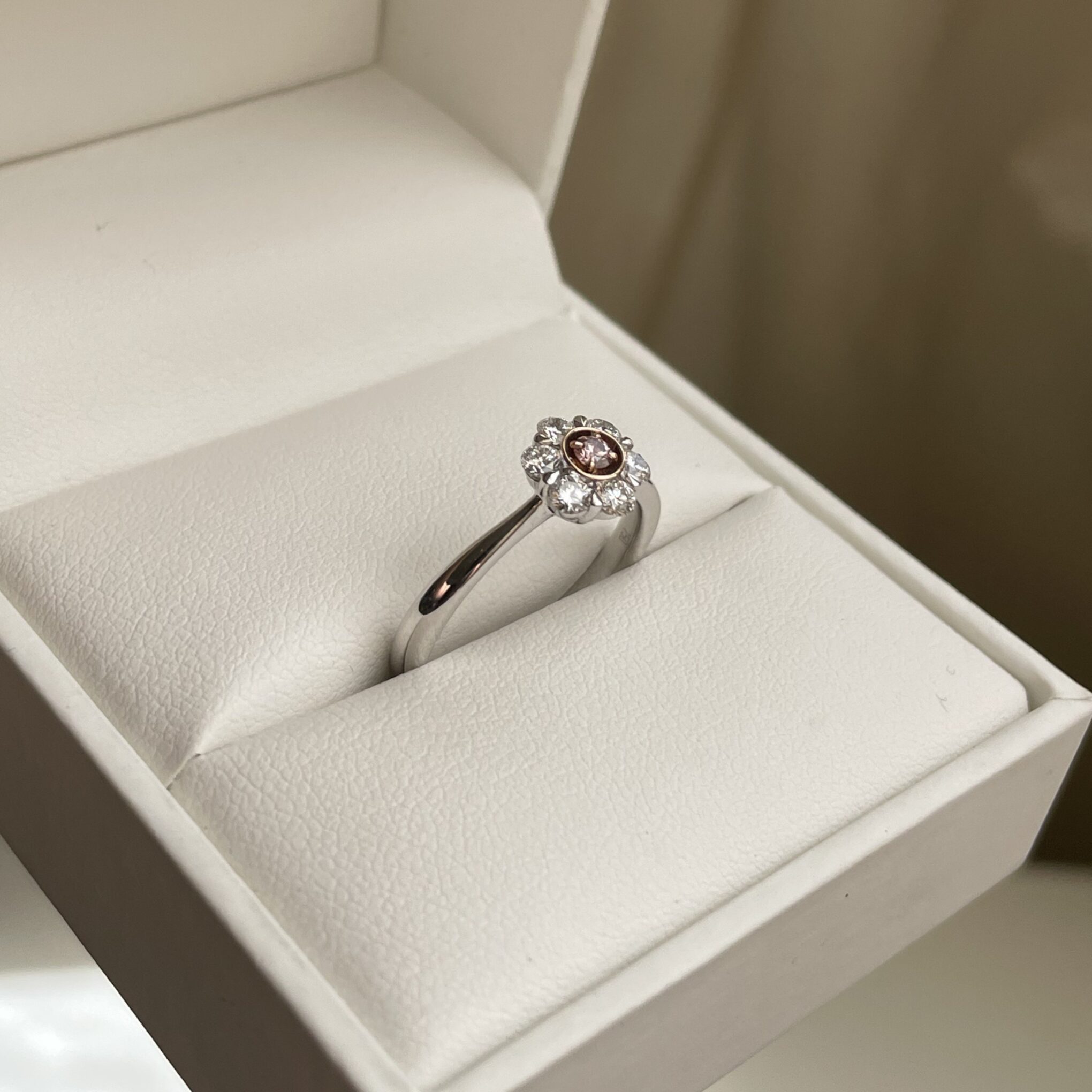 18ct White & Pink Argyle Diamond Flower Ring