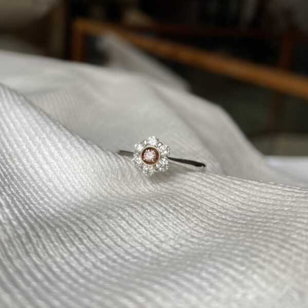 18ct White & Pink Argyle Diamond Flower Ring