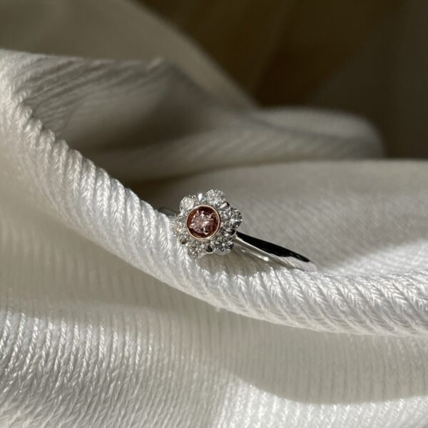18ct White & Pink Argyle Diamond Flower Ring