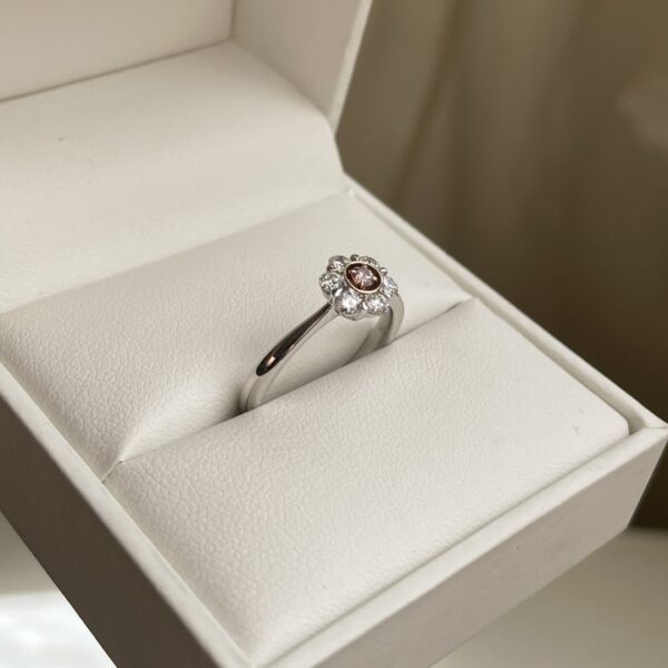 18ct White & Pink Argyle Diamond Flower Ring