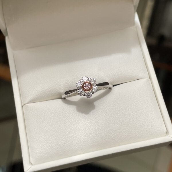 18ct White & Pink Argyle Diamond Flower Ring