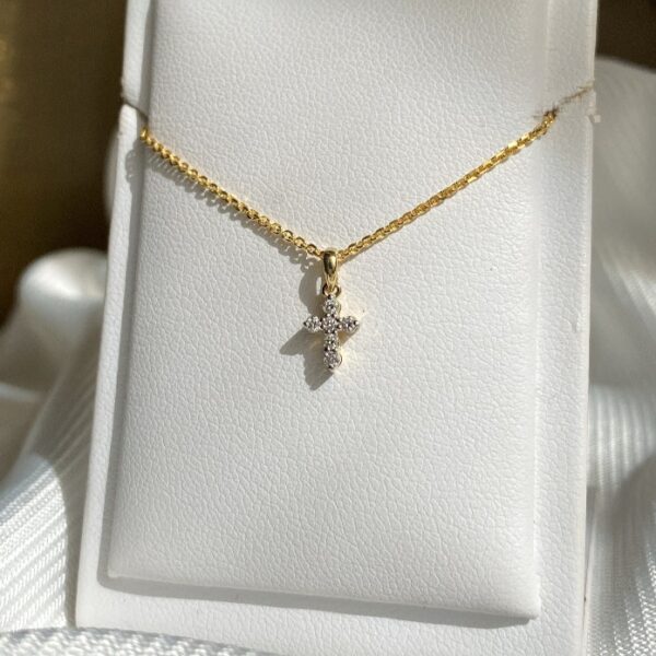 9ct Gold 0.07ct Diamond Cross