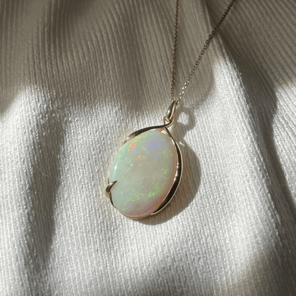 9ct Gold 15.03ct Solid White Opal Pendant