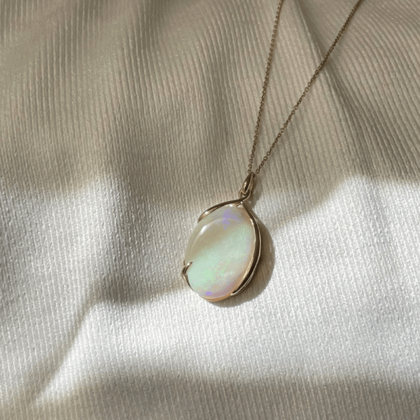 9ct Gold 15.03ct Solid White Opal Pendant