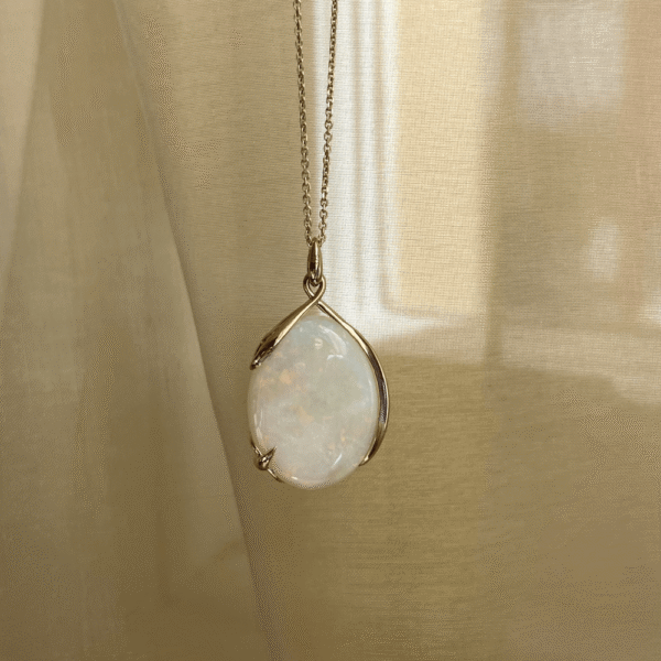 9ct Gold 15.03ct Solid White Opal Pendant